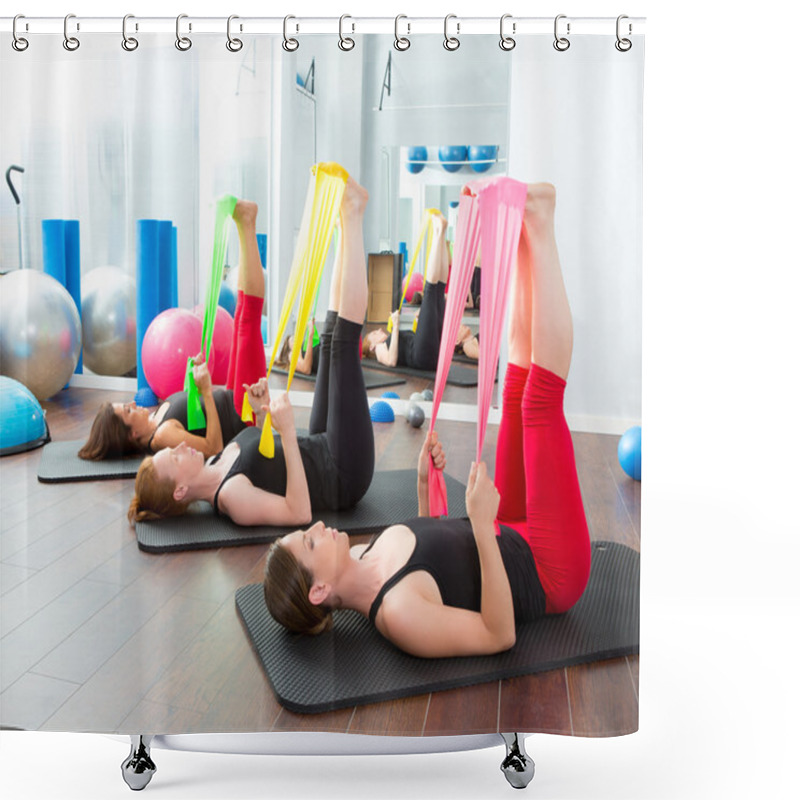 Personality  Aerobics Pilates Women With Rubber Bands In A Row Shower Curtains