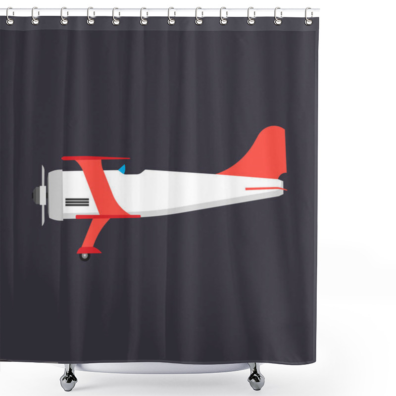 Personality  Biplane Red Side View Vector Icon Transportation. Engine Wing Ve Shower Curtains