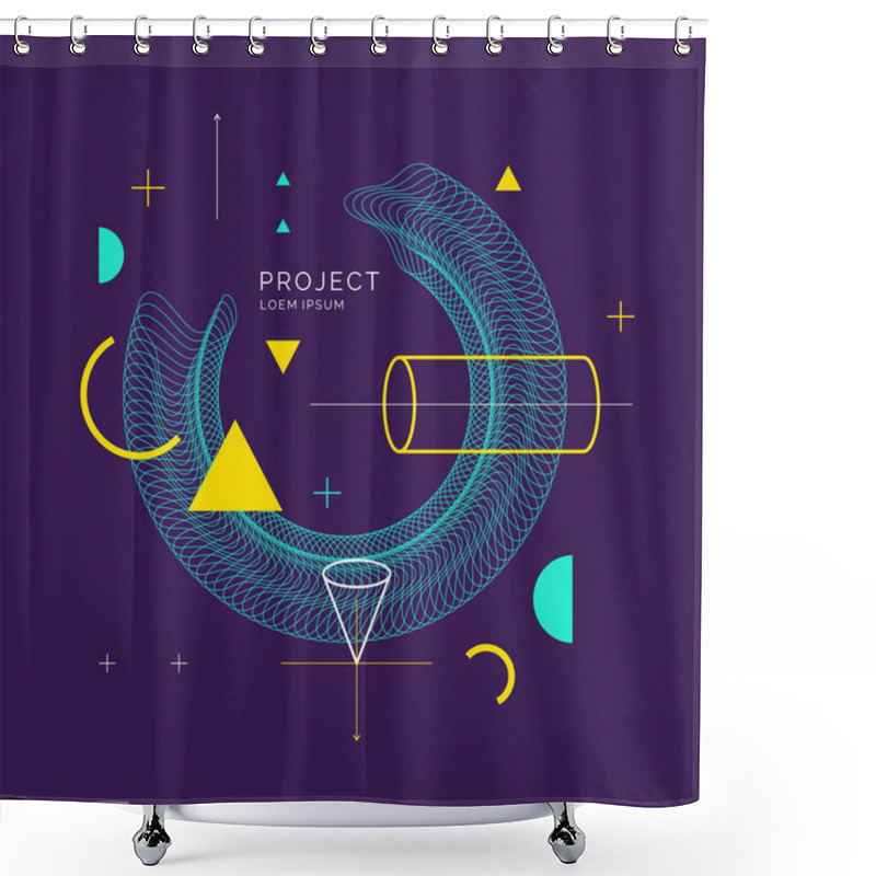 Personality  Trendy Abstract Art Geometric Background With Flat, Minimalistic Memphis Style. Vector Poster Shower Curtains