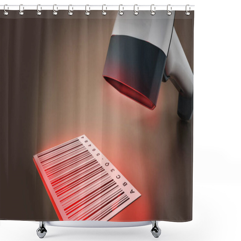 Personality  Generic Barcode Scanner Scanning A Barcode. 3D Illustration. Shower Curtains