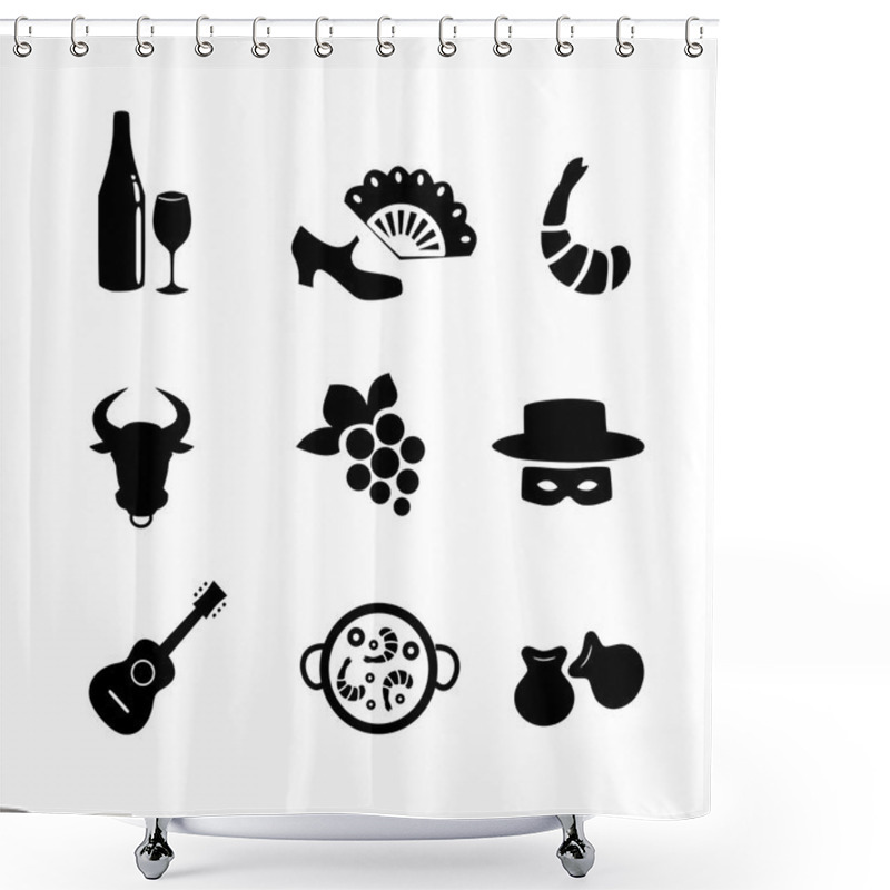 Personality  Spanish Icon Set Vector Shower Curtains