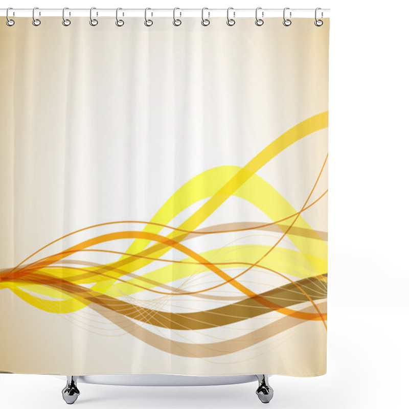 Personality  Horizontal Yellow Wavy Stripes Background. Shower Curtains