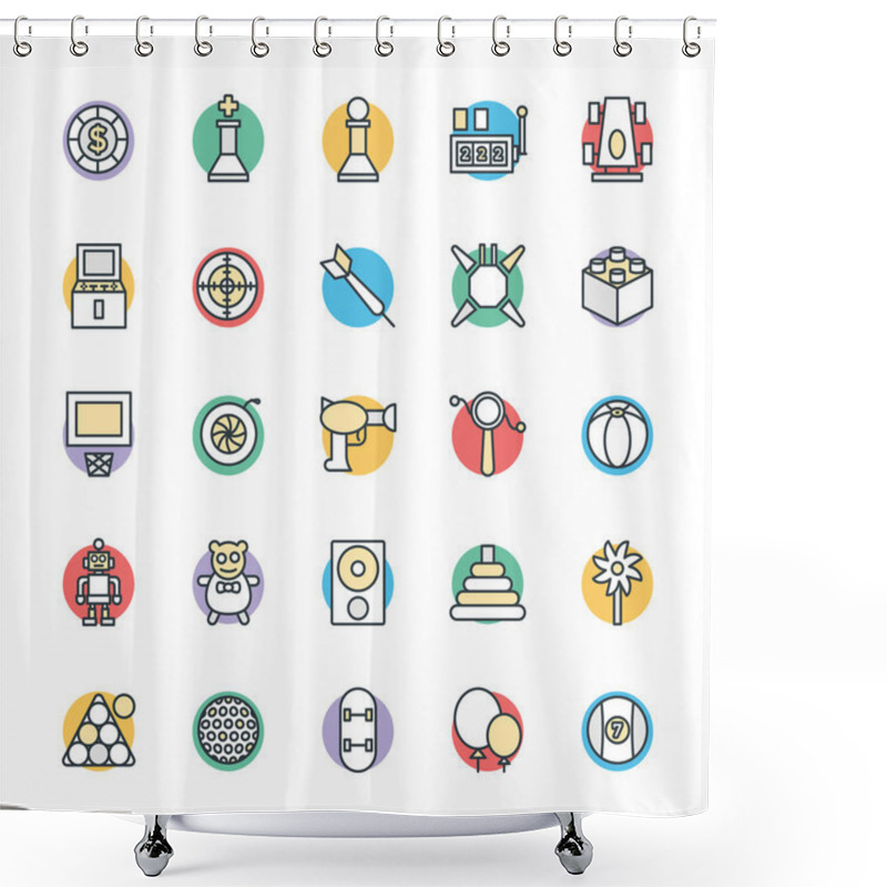 Personality  Gaming Cool Vector Icons 3 Shower Curtains