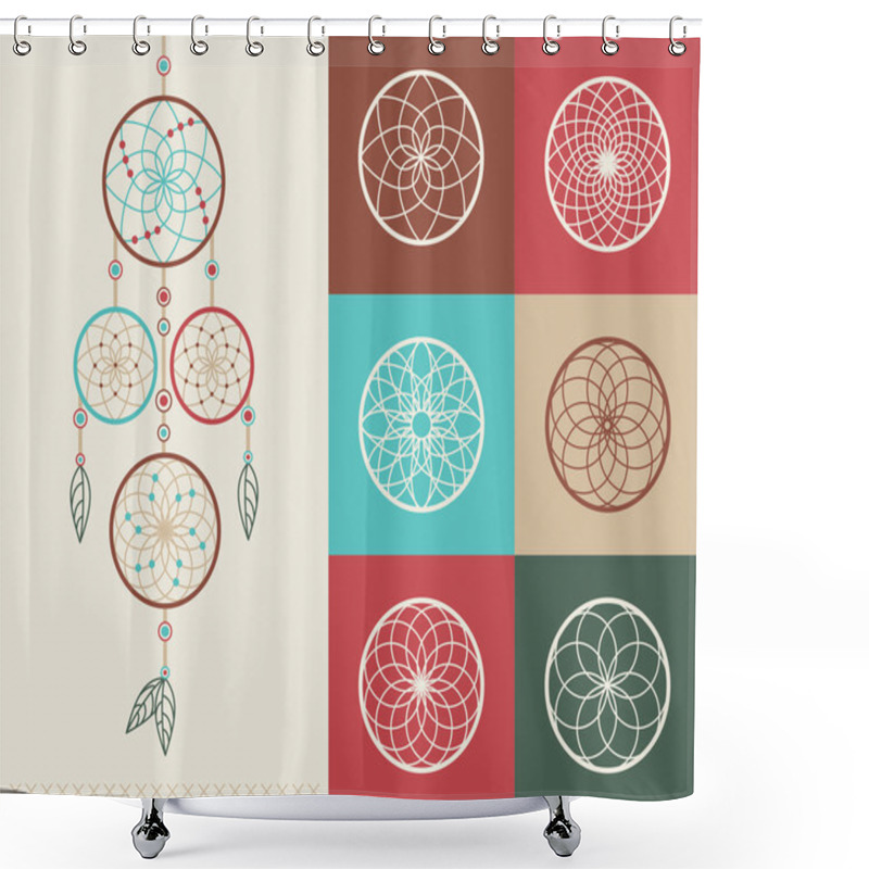 Personality  Dream Catcher Boho Icons Illustration Shower Curtains