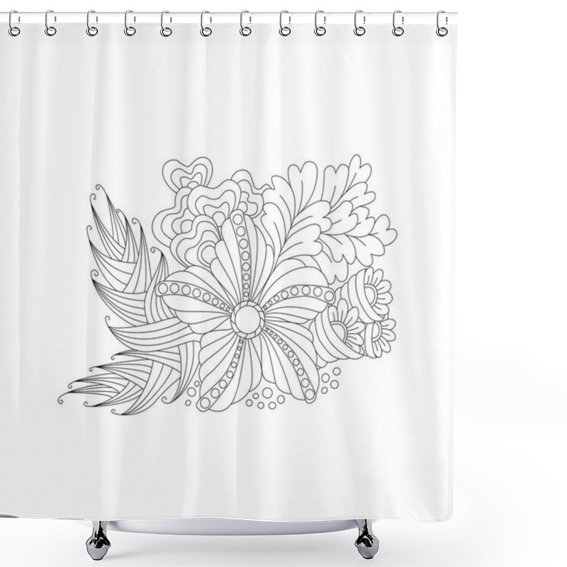 Personality  Abstract Monochrome Floral Composition Shower Curtains