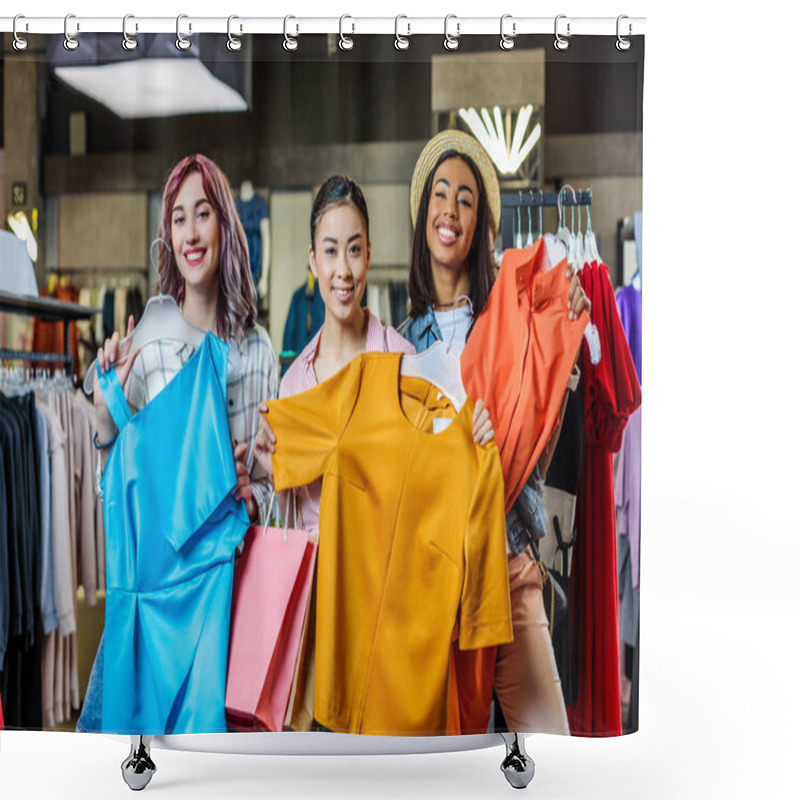 Personality  Multicultural Friends In Boutique    Shower Curtains