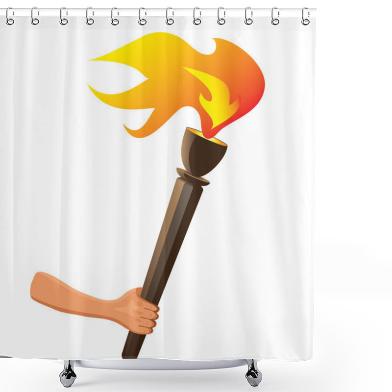 Personality  Olympic Torch With Flame Isolated. Vector Shower Curtains