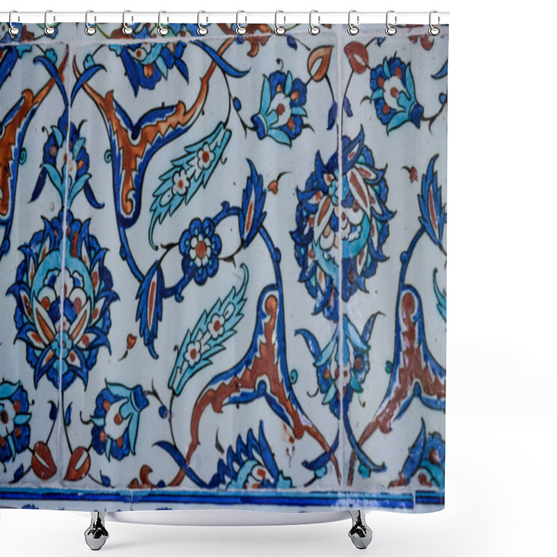 Personality  Ancient Ottoman Time Handmade Turkish Tiles Shower Curtains