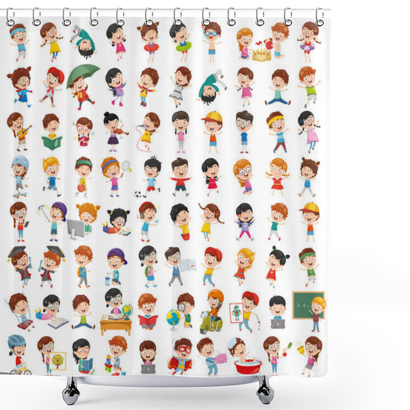 Personality  Vector Collection Of Cartoon Children Shower Curtains