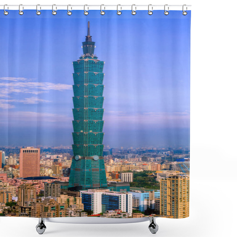 Personality  Panoramic Of Taipei City At Sunrise Shower Curtains