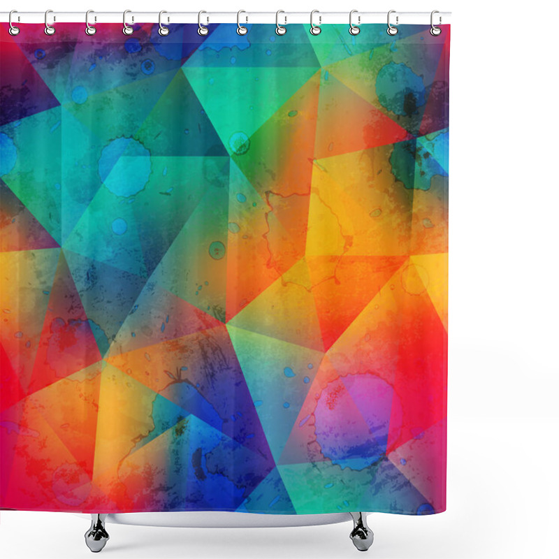 Personality  Grunge Triangle Seamless Pattern With Spot Effect. Shower Curtains