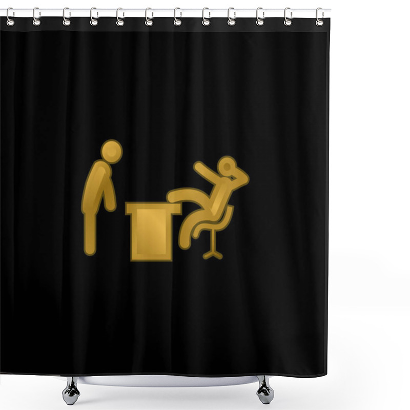 Personality  Boss Office Gold Plated Metalic Icon Or Logo Vector Shower Curtains