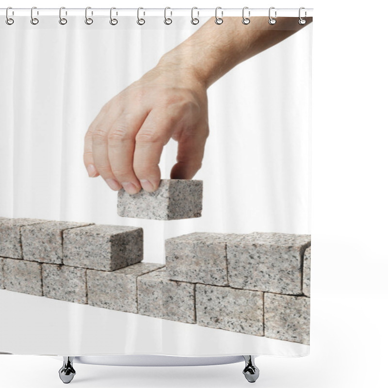 Personality  Man Building Granite Wall Shower Curtains