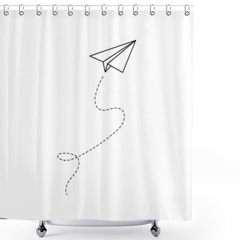 Personality  Paper Airplane Vector Icon. Doodle Outline Shower Curtains