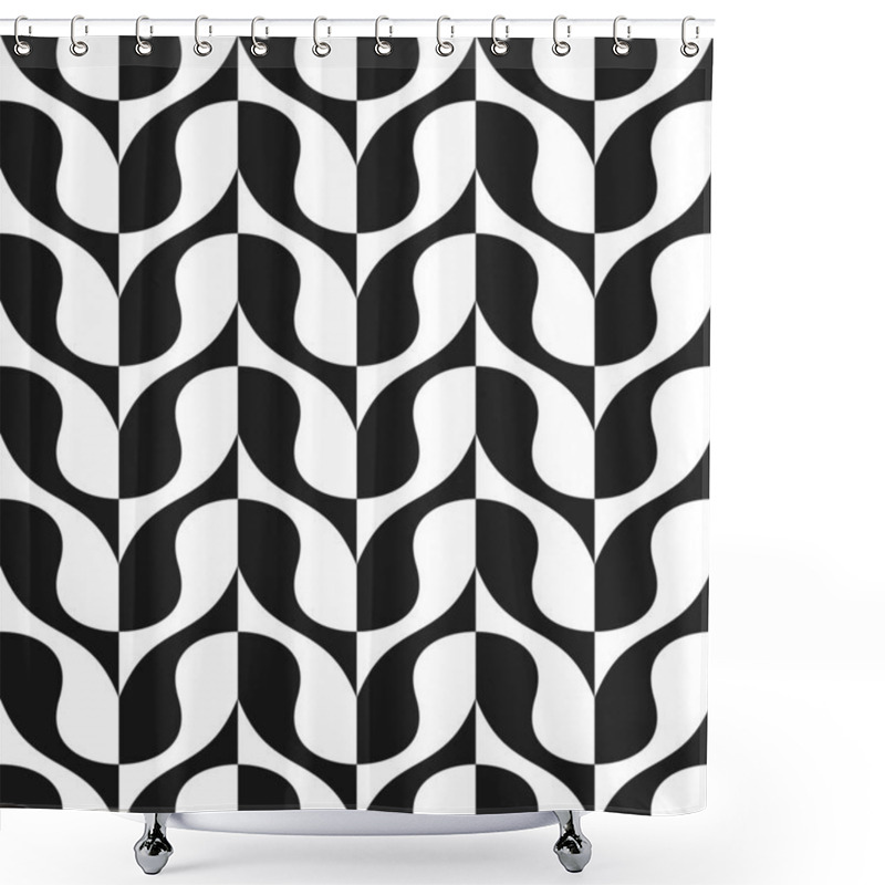 Personality  Seamless Geometric Abstract Pattern With Elements Of Wave Shape Shower Curtains