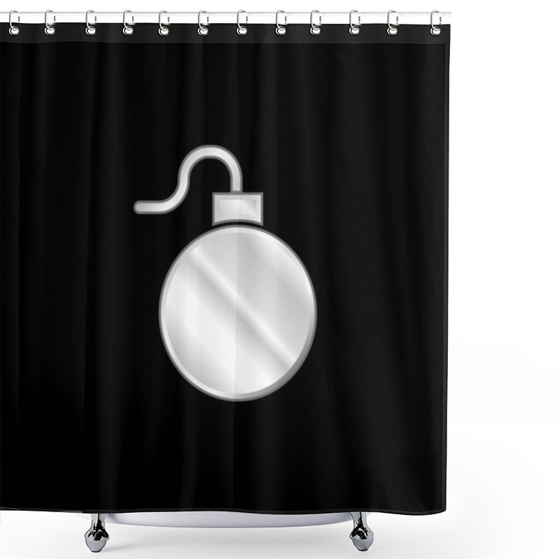 Personality  Bomb Silver Plated Metallic Icon Shower Curtains