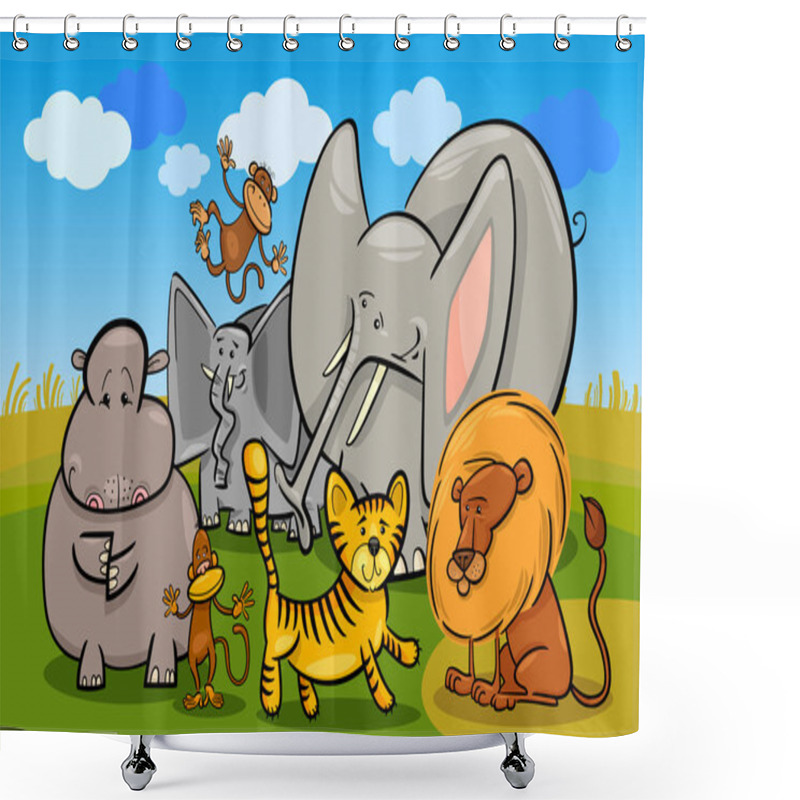 Personality  African Safari Wild Animals Cartoon Illustration Shower Curtains