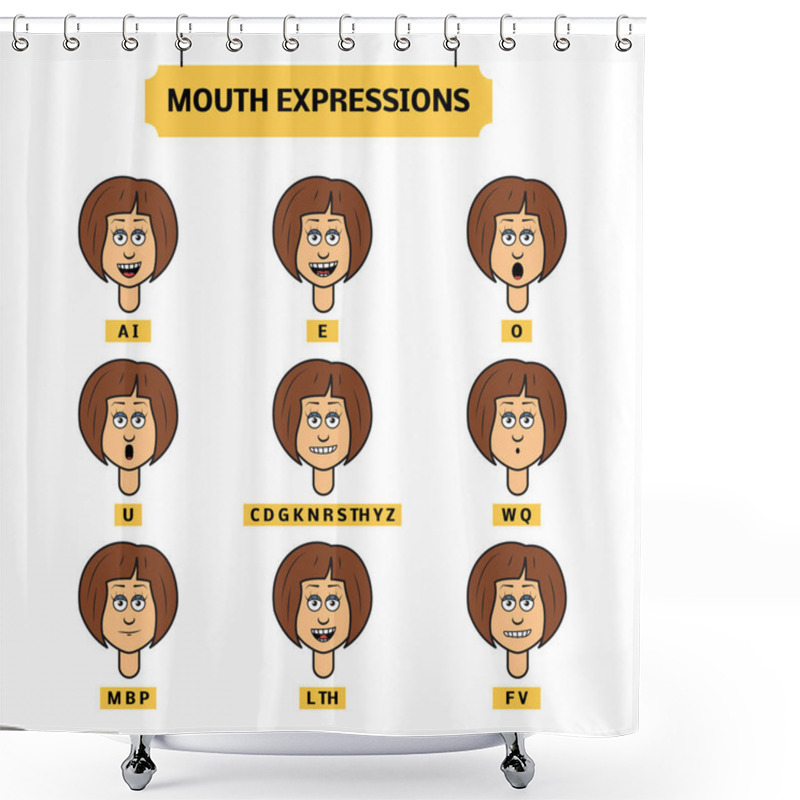 Personality  Mouth Expressions  Set Shower Curtains