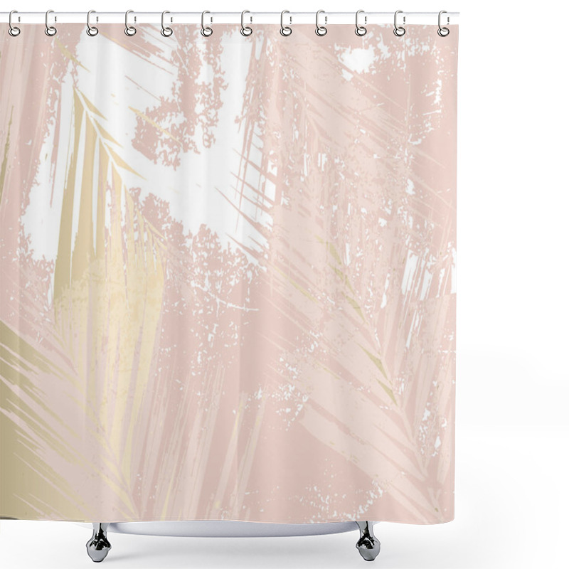 Personality  Autumn Abstract Foliage Rose Gold Blush Background. Chic Trendy Print With Botanical Motifs Shower Curtains