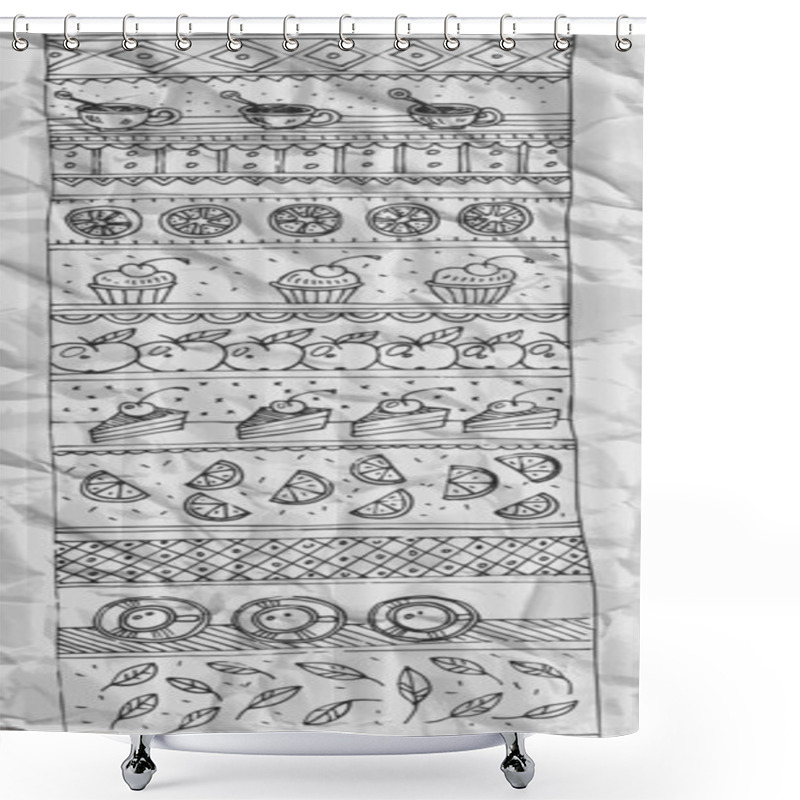 Personality  Vector Illustration Of Various Sweet Desserts Shower Curtains