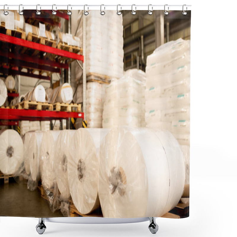 Personality  Rows And Stacks Of Packed Polymer Membrane Prepared For Delivery To Partners Of Large Modern Thermoplastic Production Factory Shower Curtains