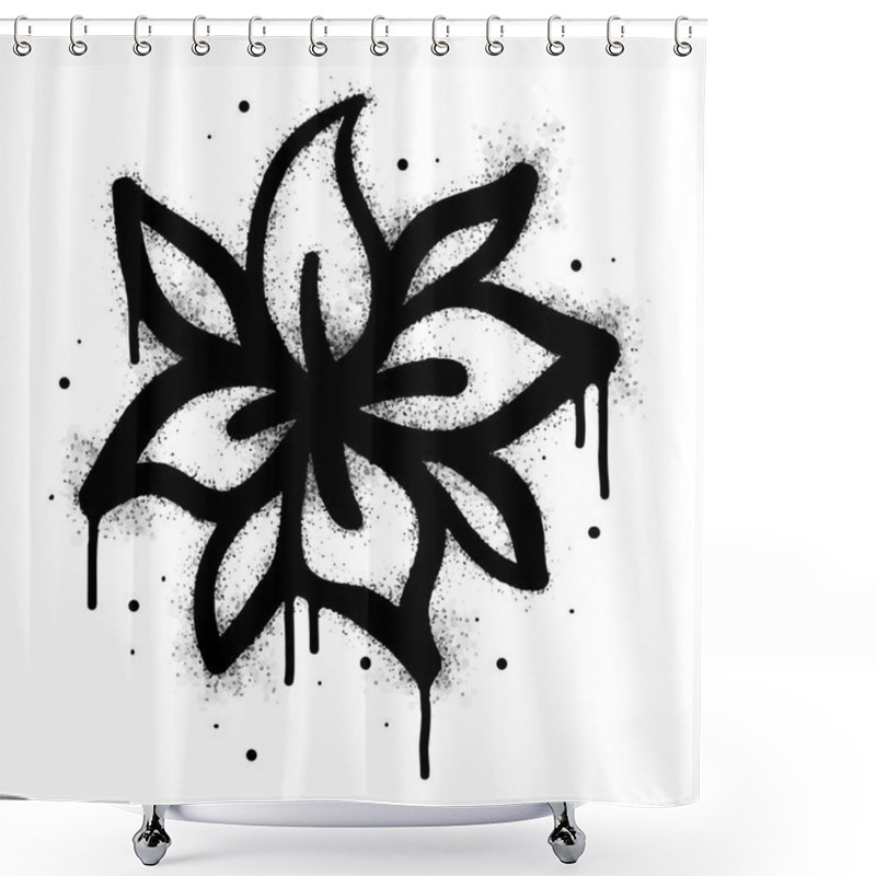 Personality  Spray Painted Graffiti Flower Sign In Black On White. Flower Symbol. Isolated On White Background. Vector Illustration Shower Curtains