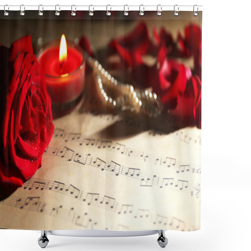 Personality  Beautiful Roses With Candlelight And Pearls  Shower Curtains