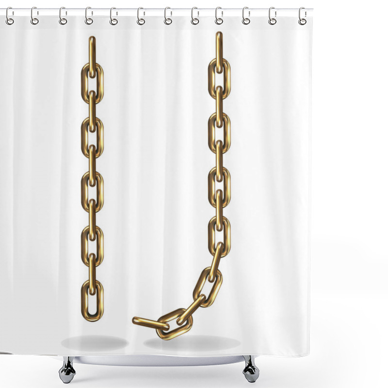 Personality  Vector Illustration Of A Letters I, J From A Gold Chain On A White Background Shower Curtains