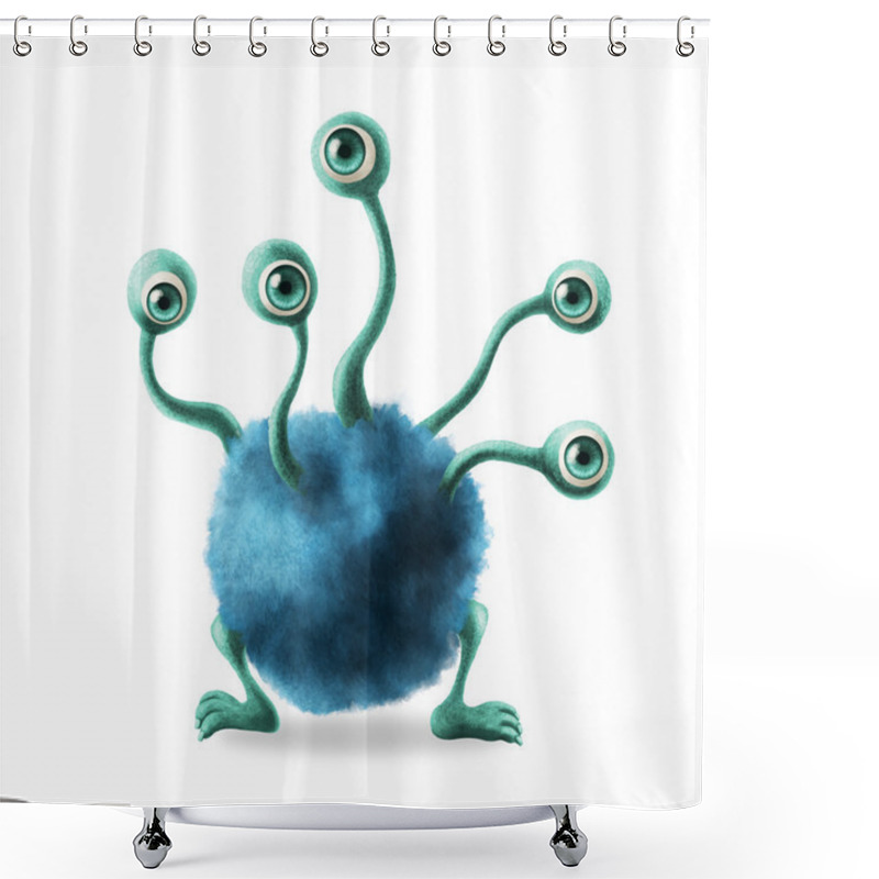 Personality  Illustration Of Monster With Five Eyes Shower Curtains