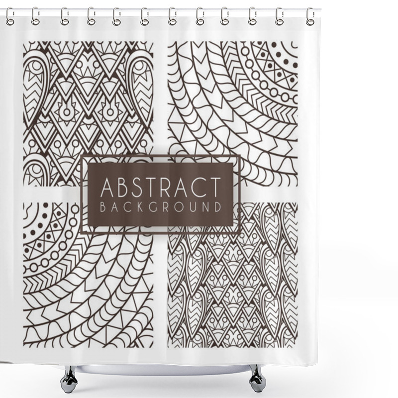 Personality  Set Of Four Vector Monochrome Intricate Patterns. Doodle. Zentangle. Monochromatic Shower Curtains