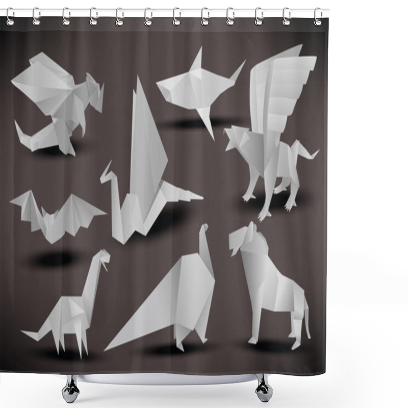 Personality  Origami Animals (black & White) Shower Curtains