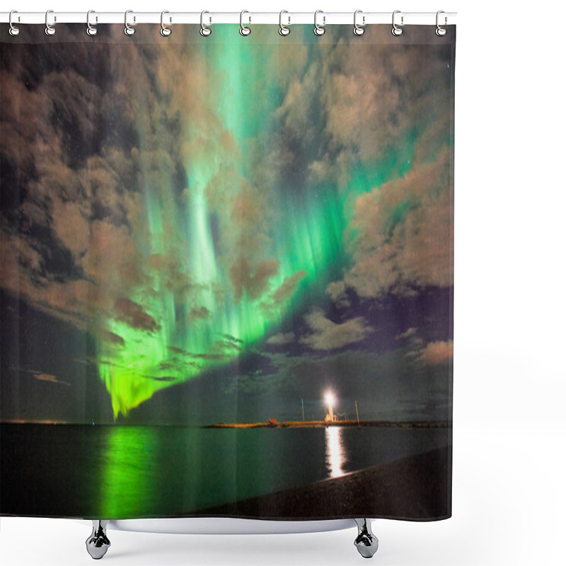 Personality  Reflection Of The Northern Lights In The Ocean Shower Curtains