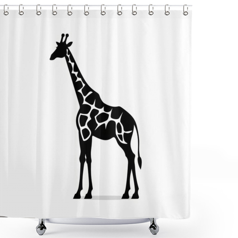 Personality  Silhouette Of A Graceful Giraffe Against A Minimalistic Background. Shower Curtains