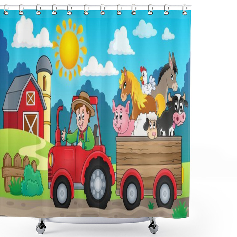 Personality  Tractor Theme Image 3 Shower Curtains