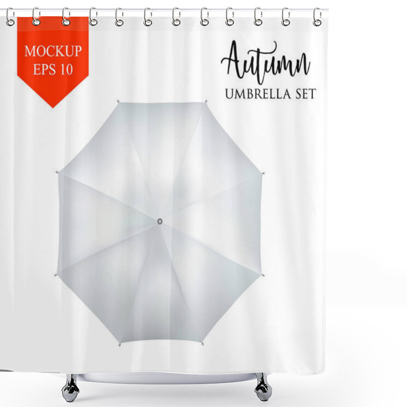 Personality  Vector Classic White Round Rain Umbrella Top View. Isolated Background Shower Curtains