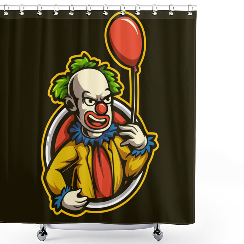 Personality  Clown Mascot Logo Gaming Illustration Shower Curtains