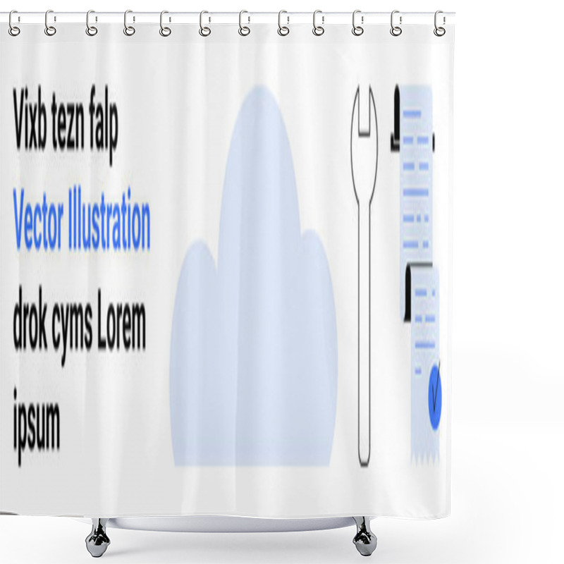 Personality  Cloud Graphic Centered With Surrounding Documents, Checklist, Notification Icon, And Wrench Symbolizing Tools. Ideal For Cloud Services, Data Management, Tech Support, Maintenance, Productivity Shower Curtains