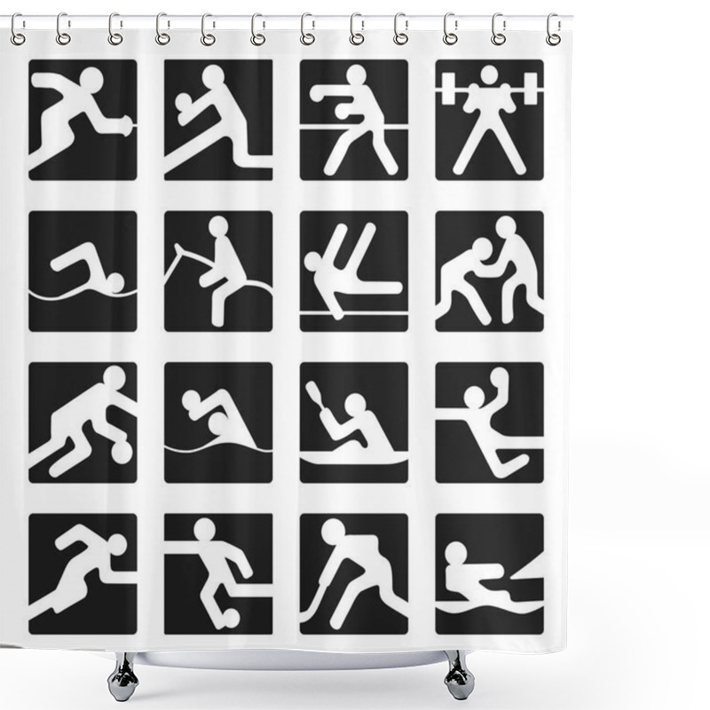 Personality  Set Of Simple Olympic Games Icons Summer Sports Square On The White Background Shower Curtains