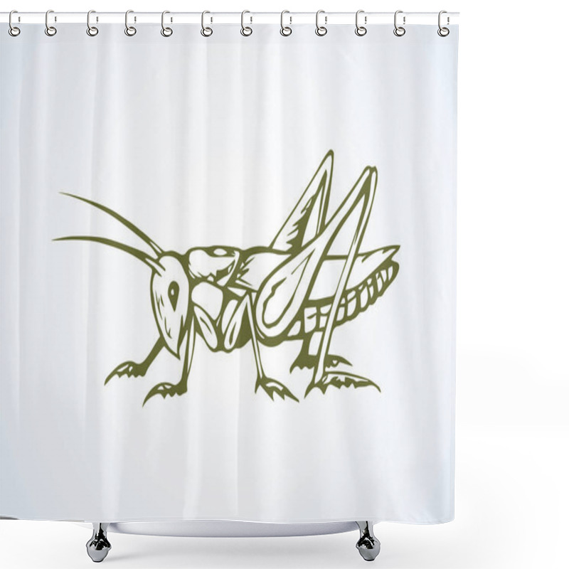 Personality  Grasshopper. Vector Drawing Shower Curtains