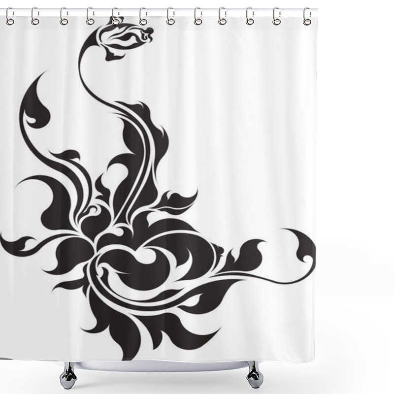 Personality  Vector Graphic Of Rose With Leaves. Isolated On White Background Shower Curtains