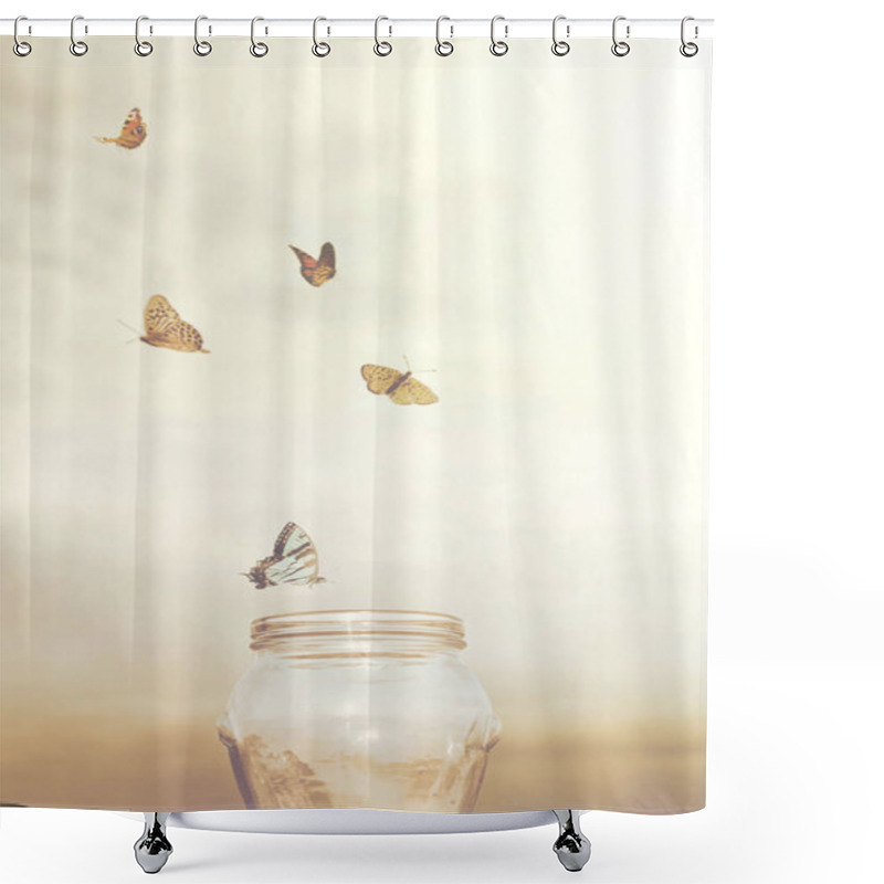 Personality  Freedom And Dreamy Concepts For A Group Of Prisoners Butterflies In A Vase Shower Curtains