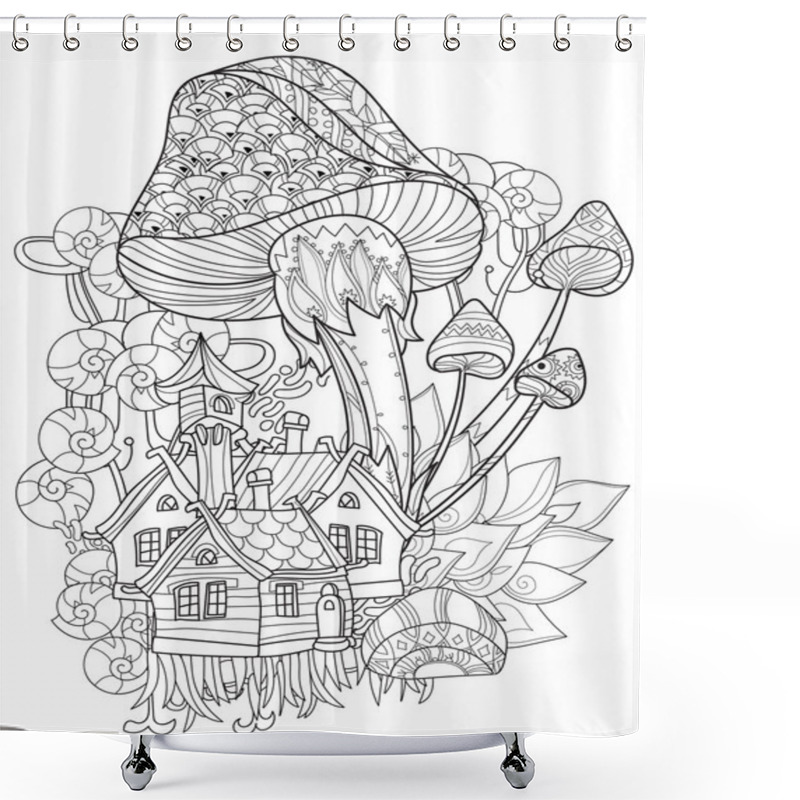 Personality  Hand Drawn Doodle Outline Magic Mushrooms Shower Curtains