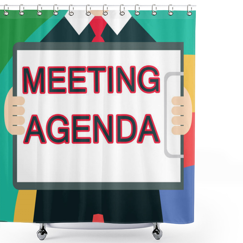 Personality  Text Sign Showing Meeting Agenda. Conceptual Photo An Agenda Sets Clear Expectations For What Needs To A Meeting Shower Curtains