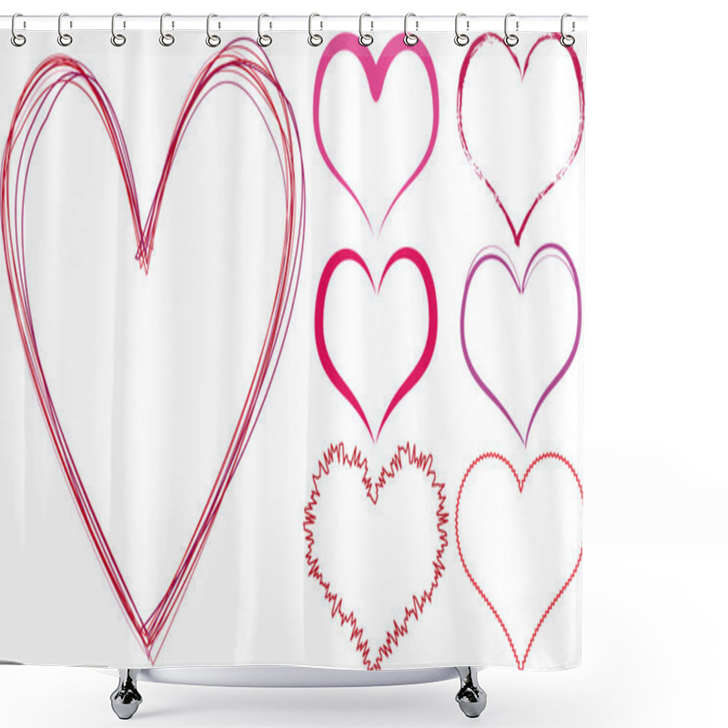 Personality  Scribble Hearts Shower Curtains