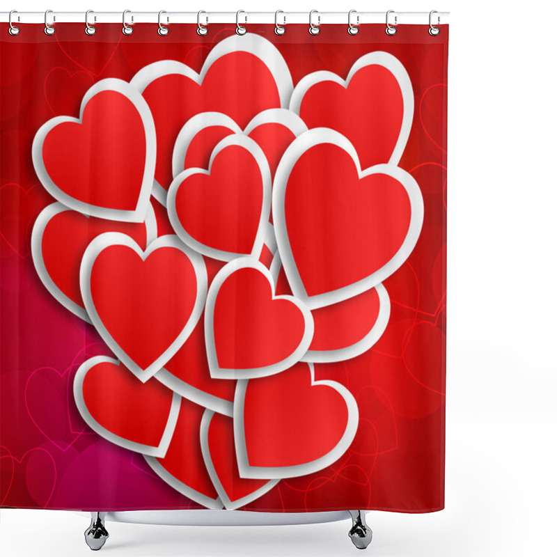 Personality  Lot Of Hearts On Red Background Shower Curtains