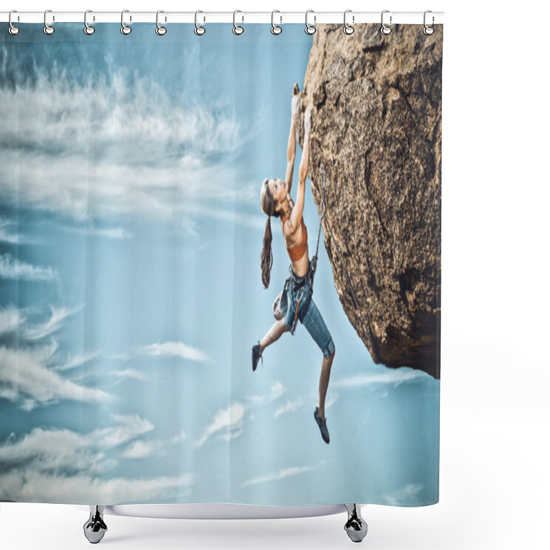 Personality  Female Rock Climber. Shower Curtains