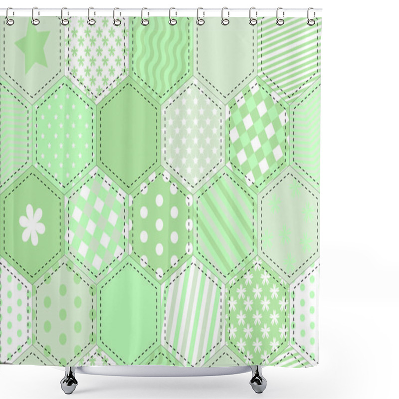 Personality  Patchwork Quilt Green Shower Curtains