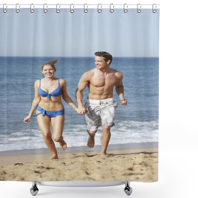 Personality  Young Couple Enjoying Holiday Shower Curtains