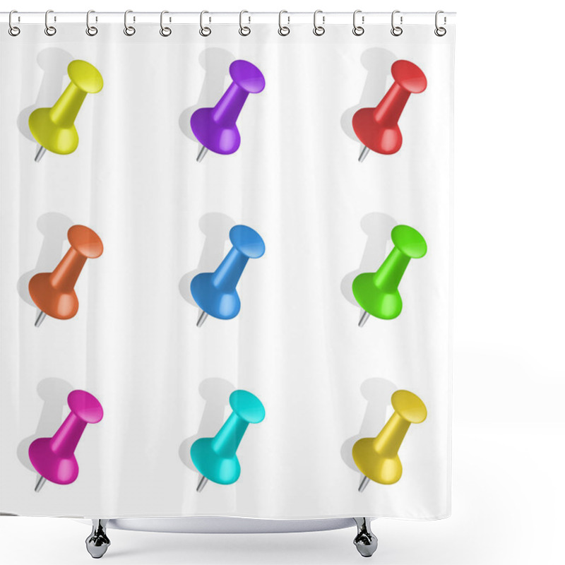 Personality  Push Pins Icon Set. Shower Curtains