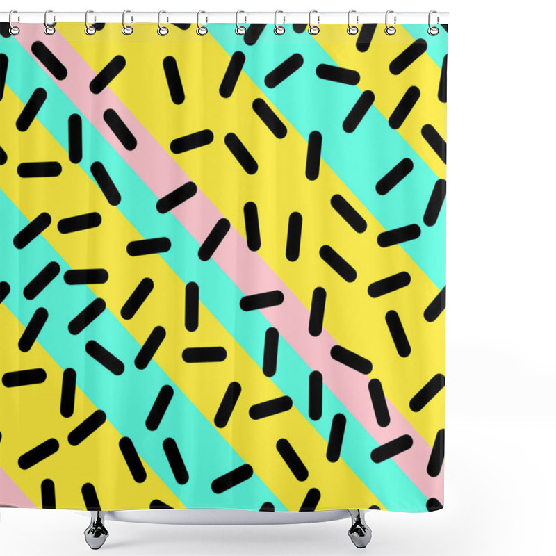 Personality  Retro Seamless Pattern In Memphis Style Design Shower Curtains